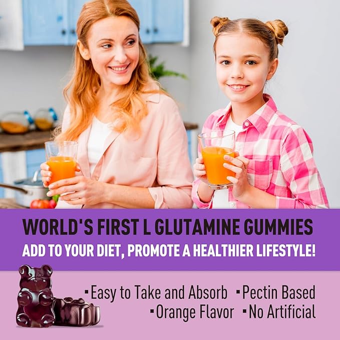 L Glutamine 1000mg Gummies - Muscle Relief & Immune Support, Amino Acid Supplement with Magnesium Glycinate, Vegan & Non-GMO, Gluten Free (120 Count)