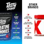 TASTY GAINS Creatine Gummies - 90g of Creatine Monohydrate - Workout Supplements - Build Muscle & Boost Strength for Men & Women - Made in USA - Non GMO - Vegan Friendly (Large, Blue Raspberry)