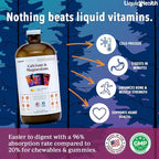 LIQUIDHEALTH Calcium & Magnesium Adult Liquid Vitamin Supplement - Bone, Joint, Muscle, Connective Tissue Support, Heart Health, Essential Nutrients - Made in the USA, Vegan, Non GMO, No Sugar (32 oz)
