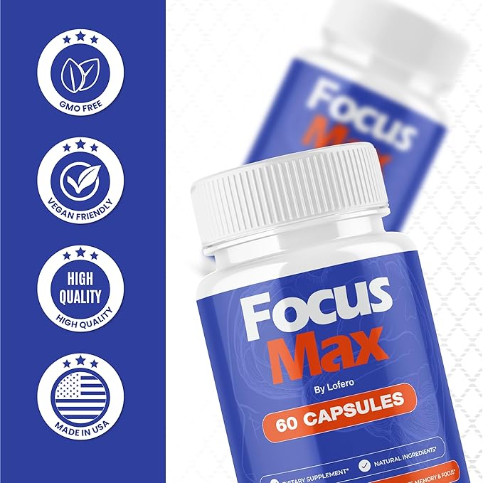(3 Pack) Focus Max Capsules, FocusMax Brain Supplement Pills Advanced Maximum Strength Formula for Mental Clarity, Attention, Sharp Memory, Calm Mind Mood, Health & Wellness Support Capsulas (180 ct)