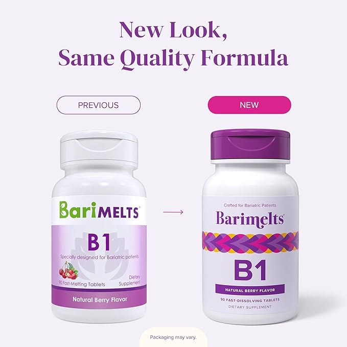 BariMelts Vitamin B1, 180 Fast-Dissolving Tablets (6-Month Supply), Sugar-Free Bariatric Vitamins for Women, Natural Berry Flavor