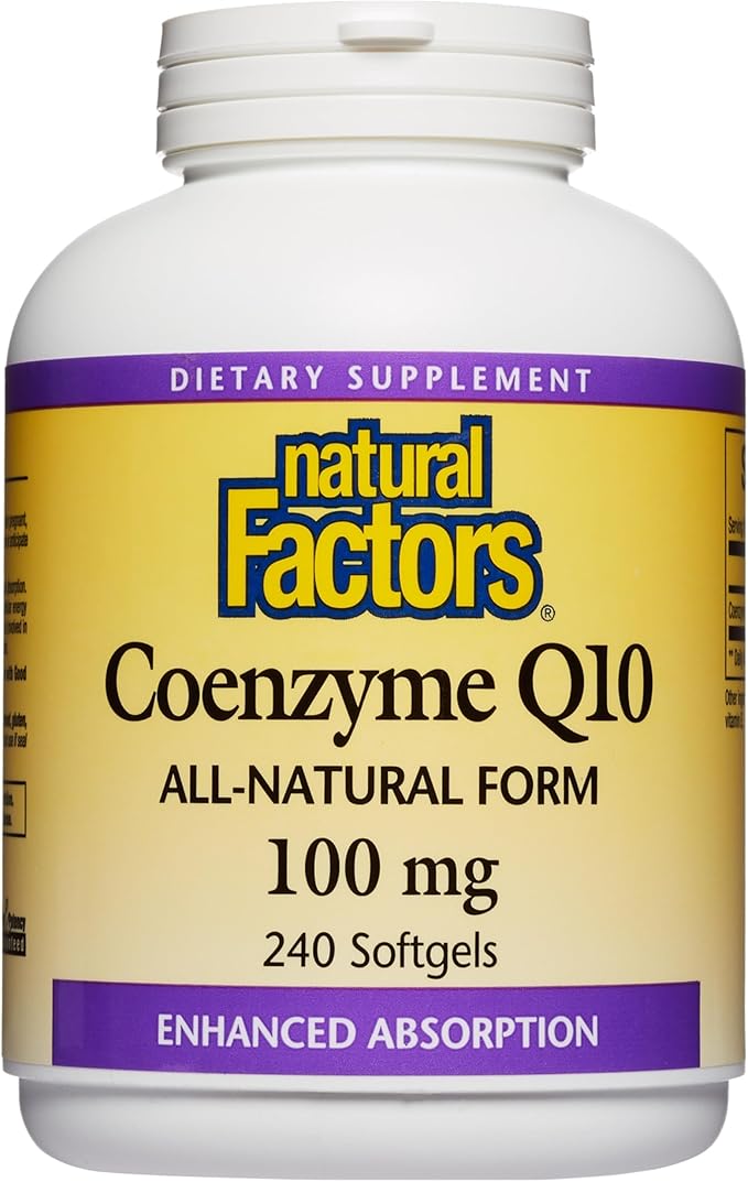 Natural Factors Coenzyme Q10 - Antioxidant Support Supplement Supports Cellular Energy Production - Better Absorption Aids Healthy Heart Function - 100 mg, 240 Softgels (240 Servings)