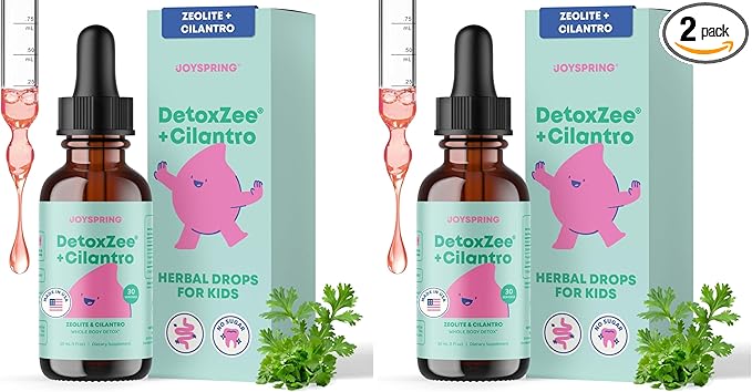 JoySpring DetoxZee Cilantro & Zeolite Drops for Kids | Liquid Zeolite Clinoptilolite with Cilantro Extract | Gentle Daily Wellness Support | Raspberry Flavor Supplement | 30 Servings (Pack of 2)