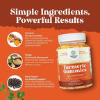 Turmeric Gummies for Adults - Extra Strength Joint Support Gummies with Turmeric Curcumin with Black Pepper Extract and Ginger - Peach Flavor Vitamins for Adults - 120 Count