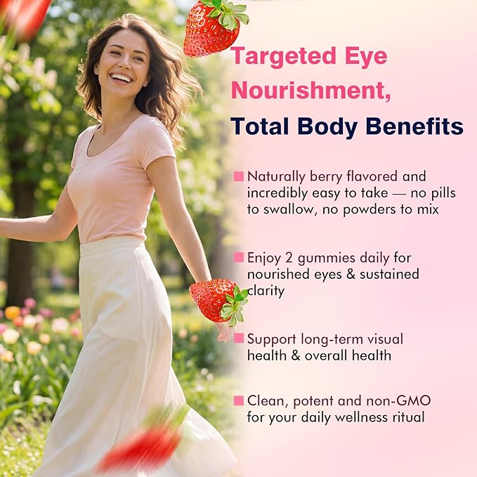 Areds 2 + Advanced Formula for Macular Health, 22-in-1 Eye Vitamin & Mineral Supplement w. Zeaxanthin, Zinc & Vitamin C Supports Eye Strain, Pressure, Night Vision, 60 Chewable Gummies