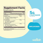 Wellah L-Glutamine Powder Unflavored (50 Servings) - 5g L-Glutamine Per Serving, Sweetened with Stevia