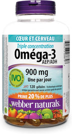Webber Naturals Triple Strength Omega-3, Value Size, 900 Mg Bonus 120-Count