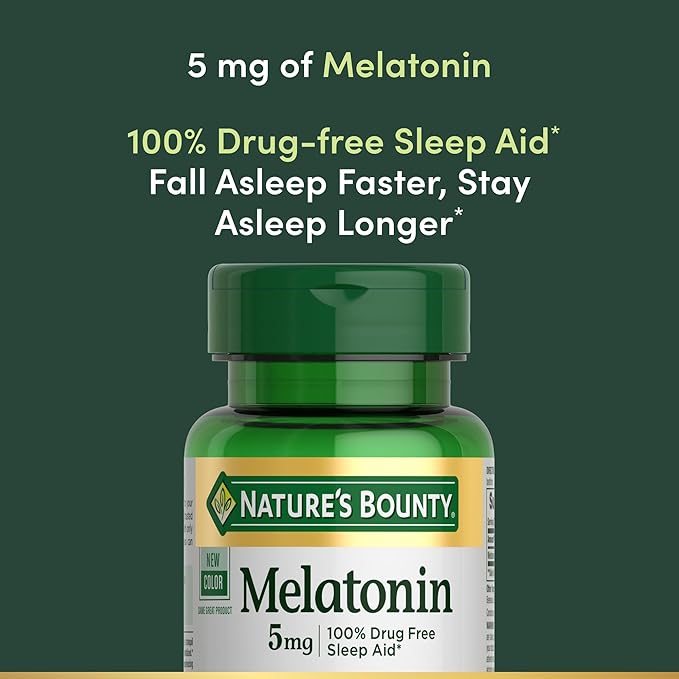 Nature's Bounty Melatonin, 100% Drug Free Sleep Aid, Dietary Supplement, Promotes Relaxation and Sleep Health, 5mg, 90 Softgels (Pack of 1)