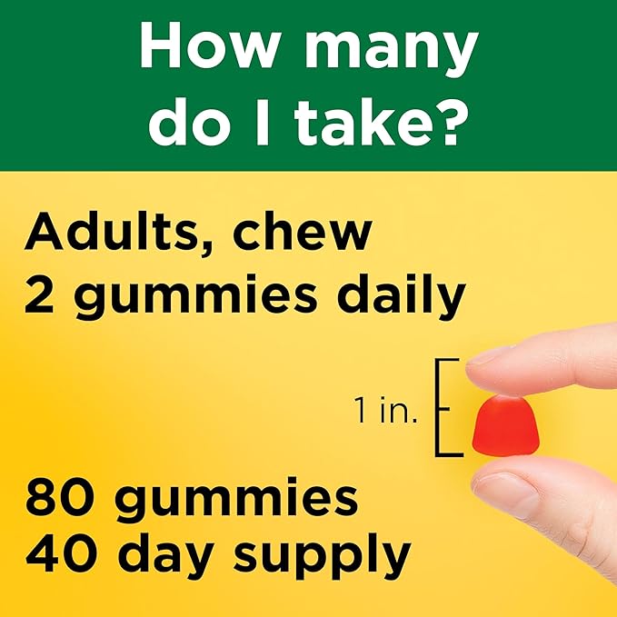 Nature Made Vitamin D3 5000 IU Per Serving Gummies Extra Strength, Bone and Immune Health Support, 80 Vitamin D Gummies for Adults, 40 Day Supply