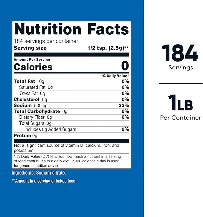 Nutricost Sodium Citrate Powder 1LB (16oz) - Food Grade, Non-GMO - Emulsifier, Natural Flavor Enhancer, Food Preservant