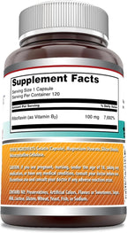 Amazing Formulas Riboflavin (Vitamin B2) Supplement |100 Mg Per Serving | 120 Capsules | Non-GMO | Gluten Free | Made in USA