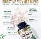 Probiotics 50 Billion CFU per Serving - 10 Strains + Prebiotics - Digestive Health, Gut & Immune Support - Occasional Constipation, Gas & Bloating Support for Women & Men, Bottled USA - 120 Capsules