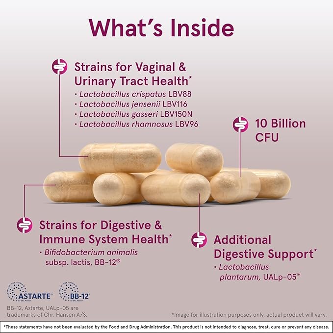 Jarrow Formulas Fem-Dophilus Advanced Vaginal & Digestive Probiotics 10 Billion CFU, for Vaginal, Urinary Tract, Digestive & Immune Support, 30 Capsules (Pack of 2)