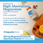 Doctor's Best High Absorption Magnesium Glycinate Lysinate Supplement for Sleep Support - Chelated Magnesium Capsules for Women & Men, 105 mg per Serving, Calm Support, Vegan - 120 Veg Caps
