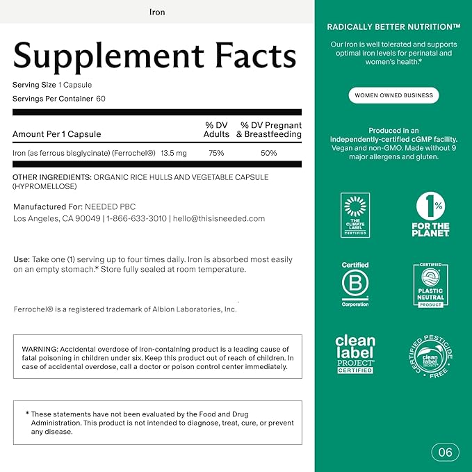 Needed. Prenatal Iron Supplement - Pregnancy, Breastfeeding, Postpartum - Aids Energy, Birth Weight & Baby's Neural Development - Non-Constipating & Gentle on Stomach - Flexible Dosing for Pregnancy