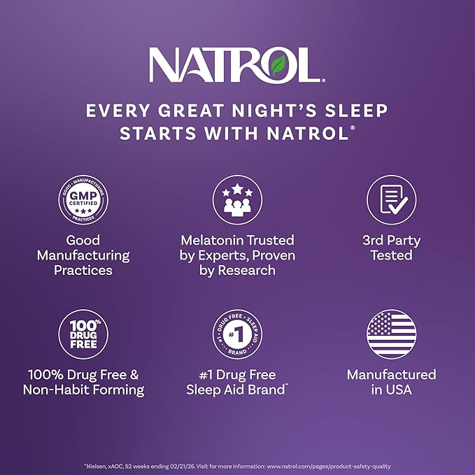Natrol Melatonin 10mg Sleep Aid Supplement, 80 Count MelatoninMax Gummies, Blueberry Flavor, 10 mg Melatonin Gummies for Occasional Sleeplessness, 80 Day Supply