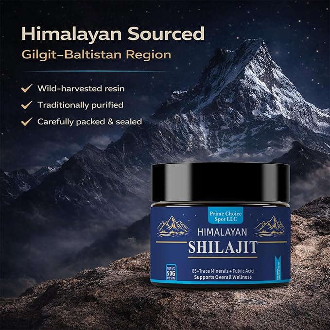 Himalayan Shilajit Resin 50g | Pure Gold Grade Mumiyo from Gilgit-Baltistan | Raw Mineral Pitch with Fulvic & Humic Acid | 85+ Trace Minerals