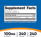 Nutricost Vitamin B6 (Pyridoxine HCl) 100mg, 240 Capsules (Pack of 2)