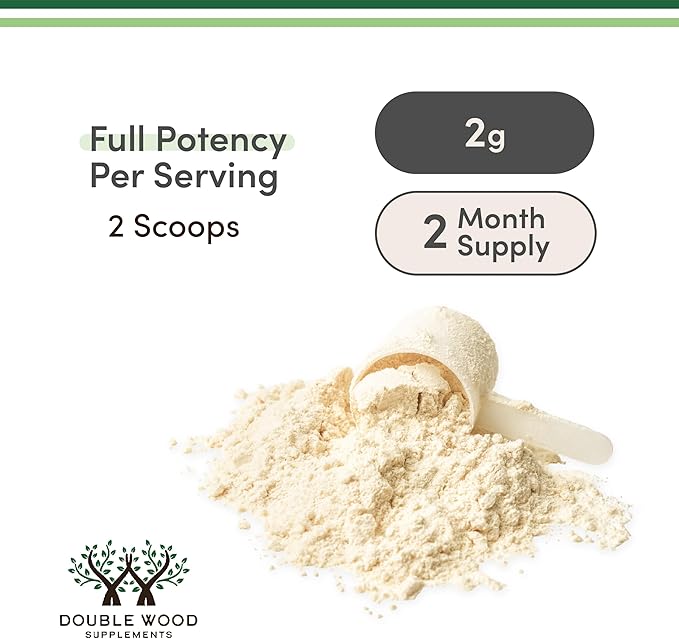 Double Wood Supplements Bovine Colostrum Powder for Women and Men, for Gut Health, Skin & Hair, Immune Support (120 Grams, 60 Day Supply - Standardized to 30% Total Immunoglobulins and 60% Protein)
