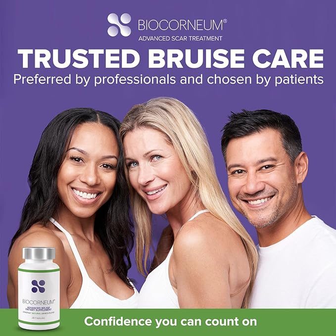 BIOCORNEUM Advanced Bruise Dietary Supplement – Internal Support for Visible Bruise Recovery – Professional-Grade Bruise Remedy with Arnica, Bromelain & Vitamins K1, K2, C & Zinc – 28 Capsules
