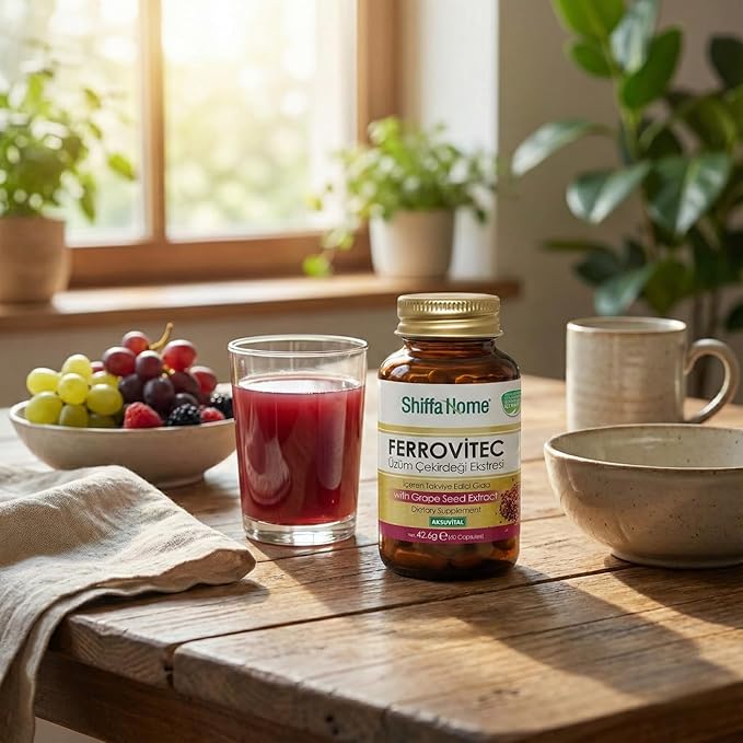 shiffahome FerroVitec Capsules 710 mg – 60 Capsules | Grape Seed Extract with Herbal Blend, Vitamins & Minerals | Plant-Based Dietary Supplement