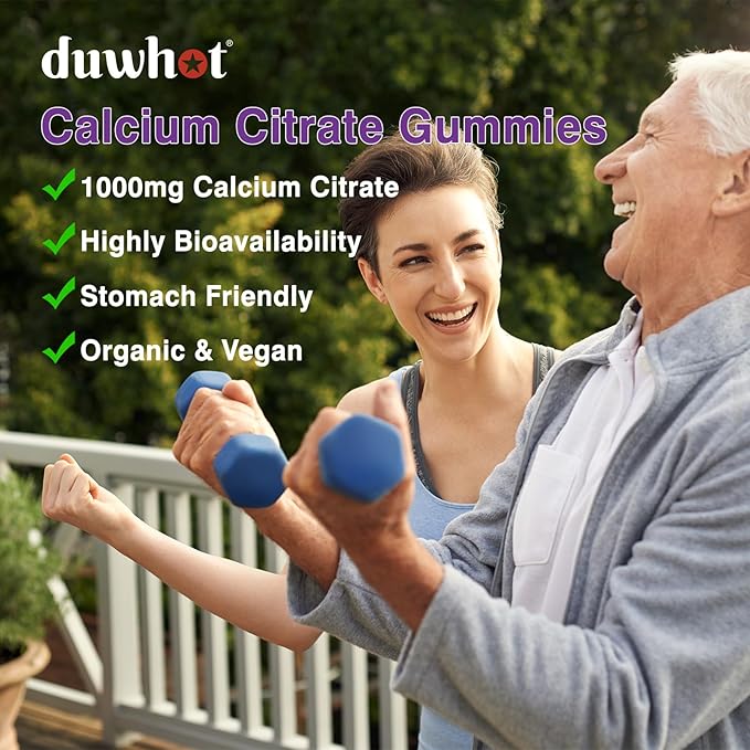duwhot Calcium Citrate Gummies, Chewable Calcium Citrate 1000mg For Bone, Muscle & Immune Support, High Absorption Calcium Supplements for Women & Men, Kids, Blueberry Flavor,Vegan, Organic, 120 Chews