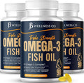 Triple Strength Omega 3 Fish Oil 3750 mg - EPA & DHA - Over 3000mg Omega-3 Fatty Acids - 1350mg EPA + 900mg DHA - Best Essential Fatty Acids, Burpless Fish Oil - 270 Count
