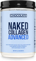 NAKED Chocolate Collagen Advanced - Peptides Protein Powder, Hyaluronic Acid, Vitamin C, Pasture-Raised, Grass-Fed Hydrolyzed Collagen Supplement, Paleo Friendly, Non-GMO, Keto, Gluten Free, 1.3LB