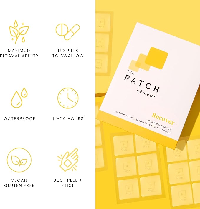 The Patch Remedy Recover Patch | Glutathione, Milk Thistle, NAC, Ginger, Ginseng & Prickly Pear | 30 Patches