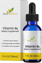 Liquid Vitamin B5 Drops, Pantothenic Acid Supplement, Alcohol Free, Vegan, Non-GMO Liquid Formula, 1 Fl Oz