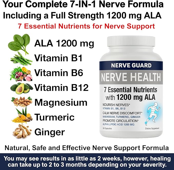 Nerve Supplement to Fortify Nerves – Doctor Formulated – Made in The USA – ALA, Vitamins B12, B6 & B1, Magnesium – 30 Capsules