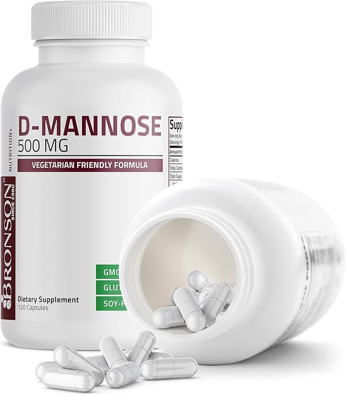 Bronson D-Mannose 500 MG Vegetarian Friendly Formula Non-GMO, 120 Capsules