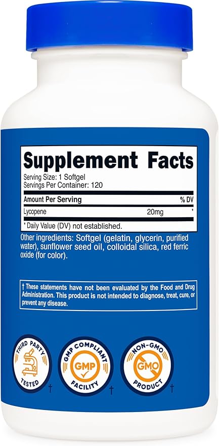 Nutricost Lycopene (20mg) 120 Softgels - Gluten Free, Non-GMO