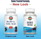 KAL Vitamin B-6 B-12 Folic Acid Supplement, B Vitamins for Healthy Energy, Heart & Red Blood Cell Support, w/Vitamin B12 Methylcobalamin and Folate, Natural Cherry, Gluten Free, 60 Serv, 60 Lozenges
