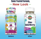 KAL Kids Zinc Elderberry Dinosaurs, Immune Support Supplement* for Children w/ Sambucus Elderberry, Fast Dissolving Mixed Berry ActivMelts, Fun, Tasty Dino Shapes, Vegan, 90 Servings, 90 Micro Tablets