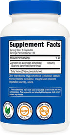 Nutricost Quercetin 1000mg, 120 Capsules - Vegetarian Capsules, 60 Servings, 500mg Per Capsule, Non-GMO, Gluten Free