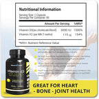 Advanced Bladder Control Supplements for Women & Men 60Ct + Vitamin D3 K2 3000 IU with Vitamin K as MK-7 from Natto Support Healthy Bones, Teeth, Heart & Immune Function 90Ct