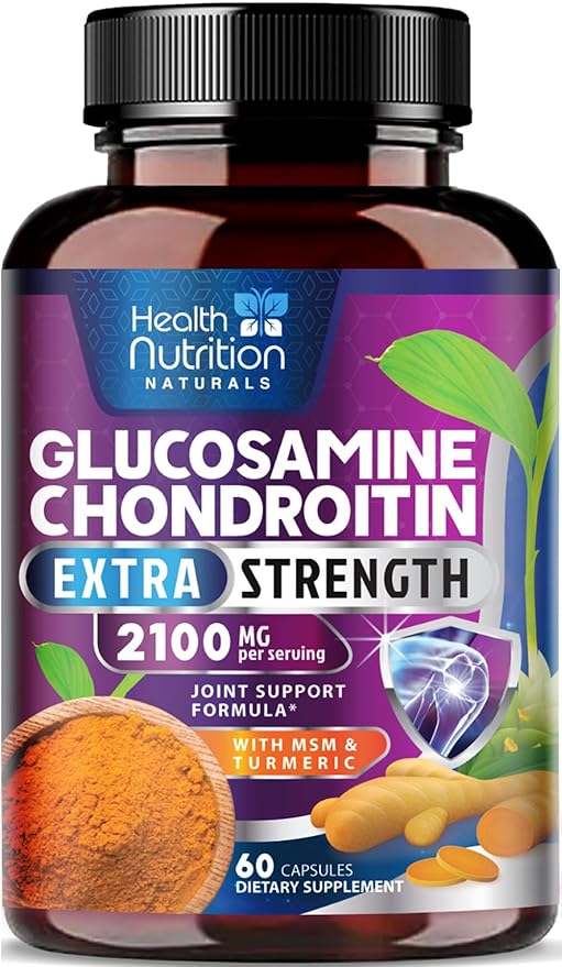 Glucosamine Chondroitin MSM Complex - 3X Strength Joint Support Supplement with Glucosamine Sulfate, Turmeric, Boswellia - For Cartilage, Mobility & Flexibility - Bottled in USA - 60 Capsules