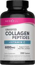NeoCell Collagen Peptides | 250 Tablets | with Vitamin C | Grassfed Supplement | Hair, Skin, & Nails | for Women and Men