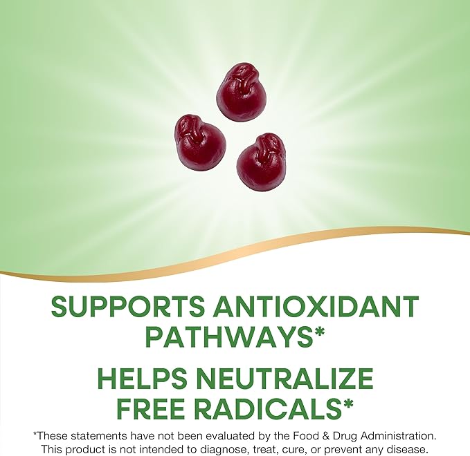 Nature's Way Tart Cherry Ultra Gummies, Antioxidant Support from Anthocyanins*, 1,200 mg per 3-Gummy Serving, Cherry Flavored, Gluten Free, Vegetarian, 75 Count (Packaging May Vary)