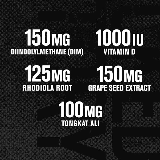 Jacked Factory Androsurge Estrogen Blocker for Men - Natural Vitality Booster for Men & Estrogen Metabolizer with Tongkat Ali, DIM, Rhodiola & More - 120 Count