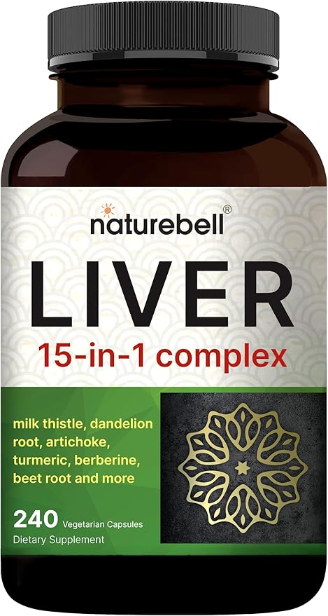 Liver 15-in-1 Complex, 240 Veggie Capsules | Herbal & Mineral Blend - Milk Thistle, Dandelion Root, Artichoke, Black Currant Oil, Turmeric, Chicory, Zinc, Choline, & More | Non-GMO