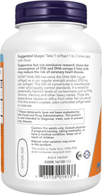 NOW Foods Supplements, DHA-500 with 250 EPA, Molecularly Distilled, Supports Brain Health*, 180 Softgels