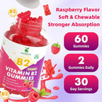Vitamin B2 Gummies for Kids & Adults, VIT B2 Riboflavin 400mg Supplement with Magnesium for Migraine Relief & Nervous System Support, Non-GMO, Vegan, Raspberry Flavor 120 Count