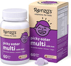 Renzo's Picky Eater Kids Multivitamin with Iron - Dissolvable Kids Vitamins with Iron, Zinc, Vitamin C, Vitamin D, E & K, Sugar-Free Melty Tabs, Cherry Flavor, 60-Count (1-2 Month Supply)