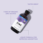 VIMERGY USDA Organic Zinc Supplements for Women & Men (7.5mg Liquid Zinc Per Serving) Fast-Absorbing Immune Support, Promotes Healthy Bones & Skin, Vegan, Up to 120 Servings (240mL)