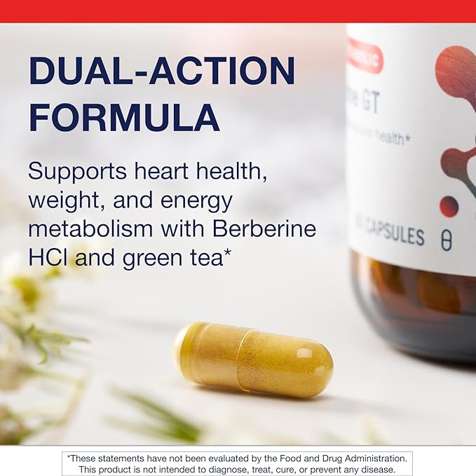 Metagenics Berberine GT - Berberine Supplement 500 mg - Supports Heart Health, Healthy Cholesterol, Triglyceride & Carbohydrate Metabolism - Non-GMO, Gluten-Free, Vegetarian - 60 Capsules