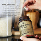 Solgar Gentle Iron 25mg, 90 Vegetable Capsules - Energy, Normal Red Blood Cell Production - Gentle on The Stomach - Non-GMO, Vegan, Gluten Free, Dairy Free, Kosher - 90 Servings