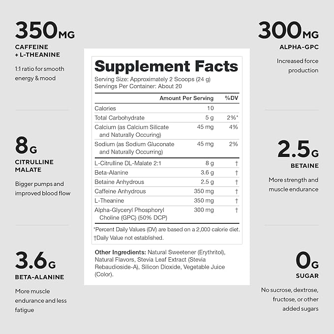 LEGION Pulse - All Natural Nitric Oxide Preworkout Drink to Boost Energy, Creatine Free, Naturally Sweetened, Beta Alanine, Citrulline, Alpha GPC (Berries and Cream)