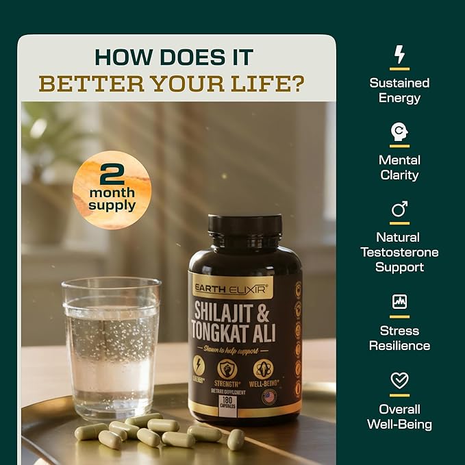 Shilajit and Tongkat Ali for Men and Women – Pure Shilajit Capsules w/High Potency Fulvic Acid & Trace Minerals – Shilajit for Men with Natural Testosterone Support for Energy & Muscle Growth